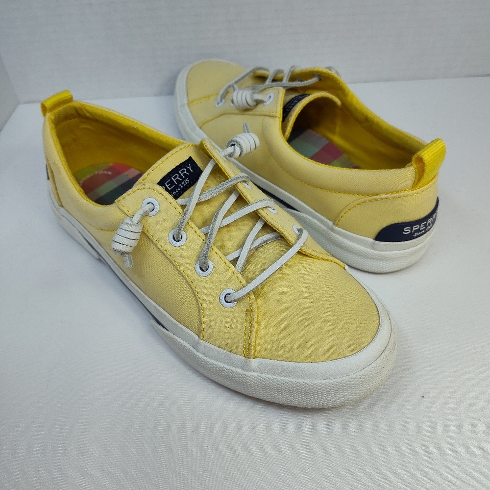 Sperry Women's Crest Vibe Bright Yellow Canvas Sneakers Size 6.5